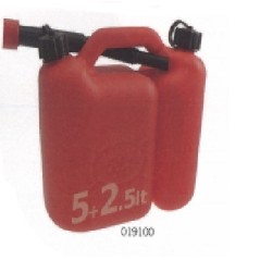 Bidon de carburant et d'huile rouge double usage 5lt + 2,5lt avec tube d'extension 019100