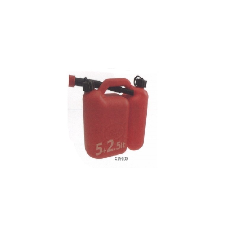 Doppelter roter Kraftstoff- und Ölkanister 5lt + 2,5lt mit Verlängerungsrohr 019100