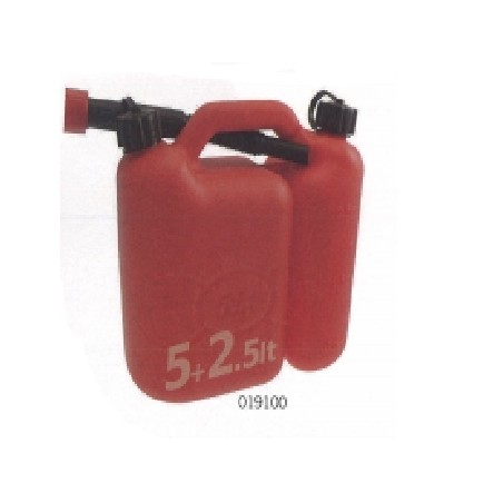 Bidon de carburant et d'huile rouge double usage 5lt + 2,5lt avec tube d'extension 019100 | Newgardenstore.eu