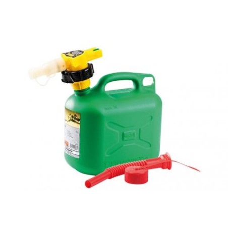 Fuel transport jerrycan + fuel spout capacity 5 lt plastic colour green | Newgardenstore.eu