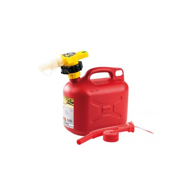 Jerrycan de transport d'essence + NO-SPILL capacité 5,00 litres couleur rouge