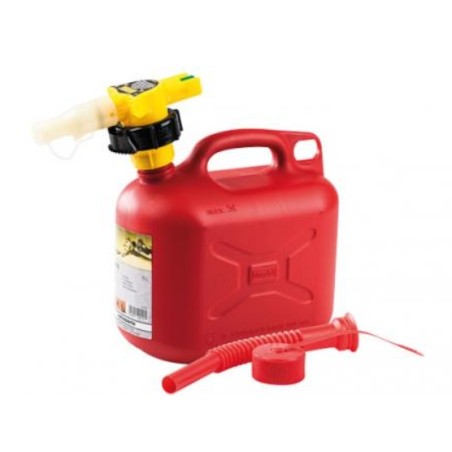 Bidón transporte gasolina + NO-SPILL capacidad 5,00 litros color rojo | Newgardenstore.eu