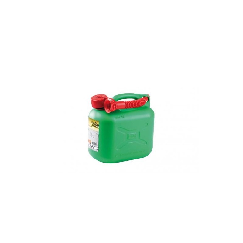 Bidón de plástico para transporte de combustible de 5 l de capacidad color verde