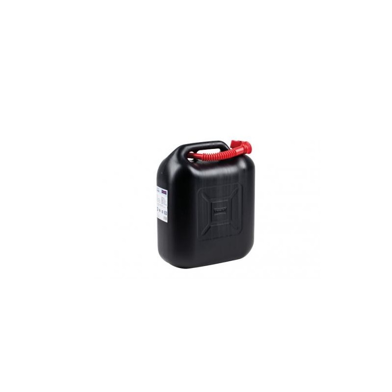 Fuel transport jerrycan with extension, capacity 20 lt plastic black colour