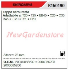 Bouchon de carburant SHINDAIWA débroussailleuse T20 T25 EB45 C25 R150190 | Newgardenstore.eu