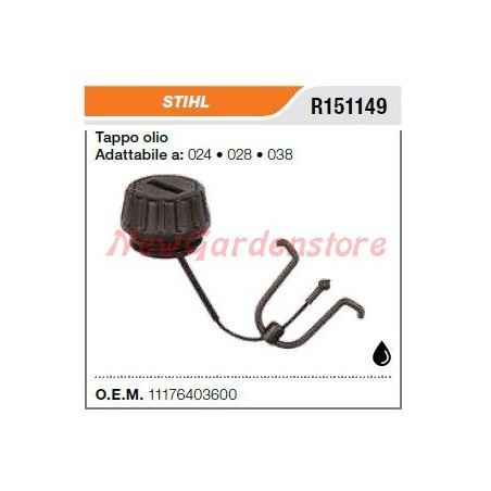 Tappo olio serbatoio STIHL motosega 024 028 038 1117-640-3600 compatibile | Newgardenstore.eu