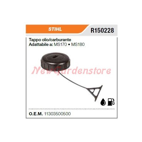 STIHL tronçonneuse MS170 MS 180 bouchon de remplissage d'huile compatible R150228 1130-350-0500 | Newgardenstore.eu