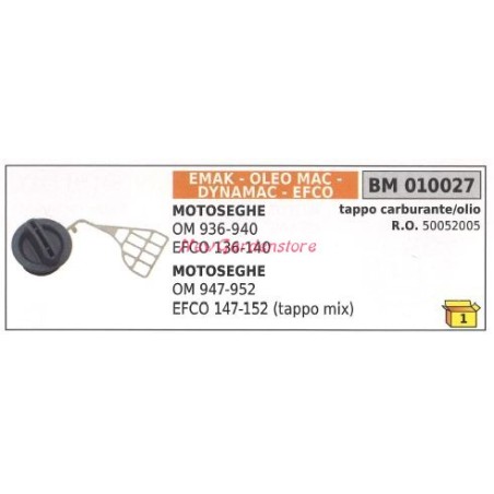 EMAK motosierra OM 936 940 efco tapón aceite combustible 136 140 010027