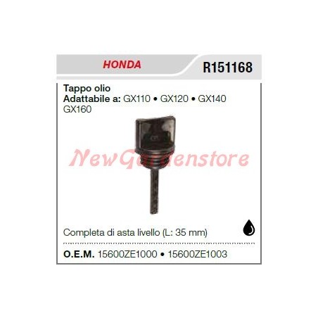 Bouchon de remplissage d'huile HONDA tronçonneuse GX 110 120 140 160 R151168 | Newgardenstore.eu