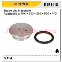 Tapón metálico de llenado de aceite Motosierra PARTNER R16 S50 S55 P70 R151116 | Newgardenstore.eu