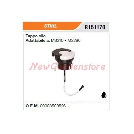 STIHL motosierra MS210 290 tapón de llenado de aceite R151170 | Newgardenstore.eu