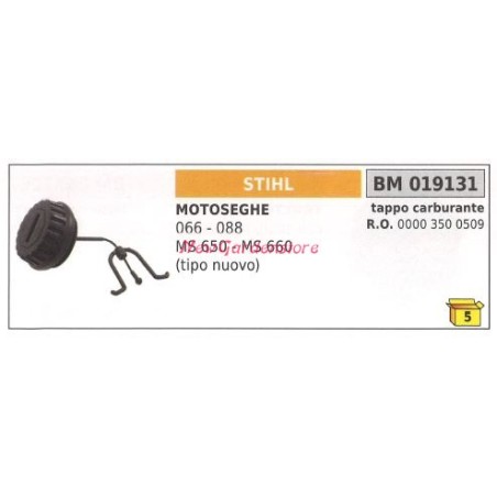 Tapón de llenado de combustible para motor de motosierra STIHL 066 088 MS 650 660 019131 | Newgardenstore.eu