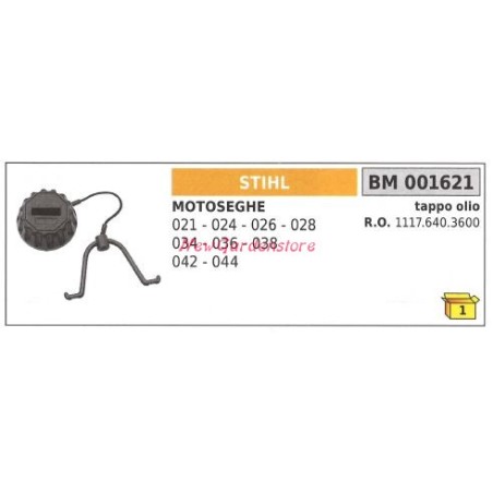 Bouchon pour réservoir d'huile moteur STIHL scie à chaîne 021 024 026 028 001621 | Newgardenstore.eu