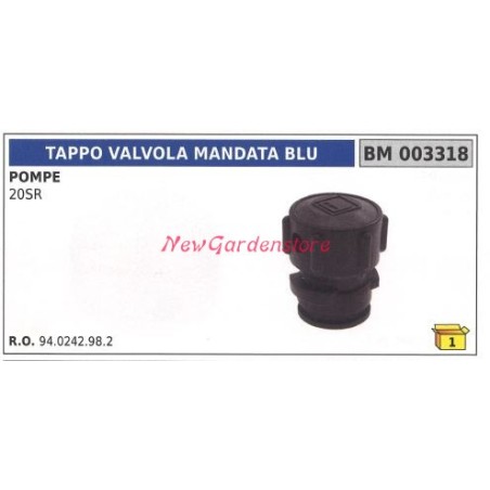 Blue delivery valve cap UNIVERSAL Bertolini 20SR pump 003318 | Newgardenstore.eu