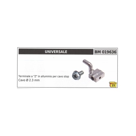 Borne "Z" UNIVERSELLE en aluminium pour câble d'arrêt Ø 2,3 mm câble code 019636 | Newgardenstore.eu