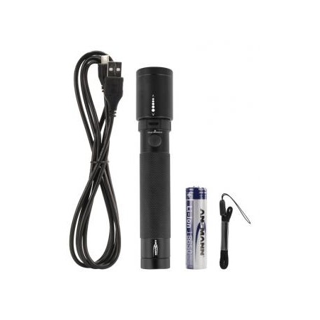 Aluminium torch black colour lumen 400 length 168.00 mm | Newgardenstore.eu