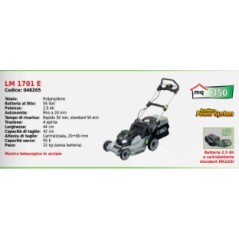 EGO LM 1701 E cordless lawn mower with 2.5 Ah battery and standard charger | Newgardenstore.eu