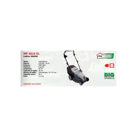 MAORI MP 4016 EL Elektro-Rasenmäher mit 230 Volt - 50 Hz 1600 Watt Motor | Newgardenstore.eu