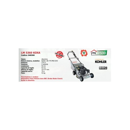 KAAZ LM 5360 KOXA Aluminium-Rasenmäher mit KOHLER HD775PRO 173 ccm Motor | Newgardenstore.eu