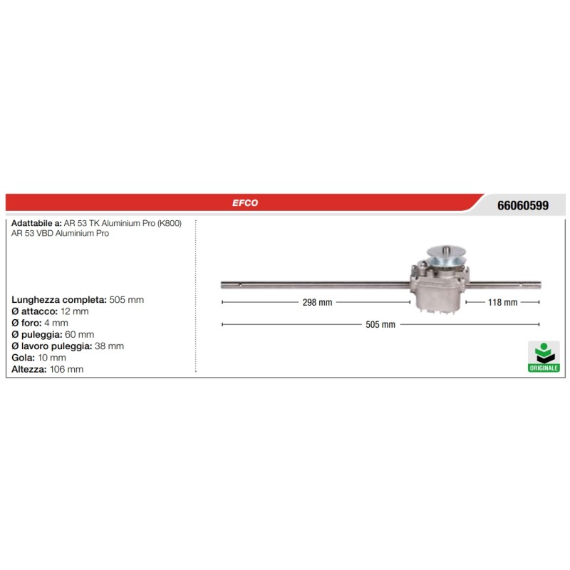 Transmission automotrice EFCO pour tondeuse à gazon série AR 53