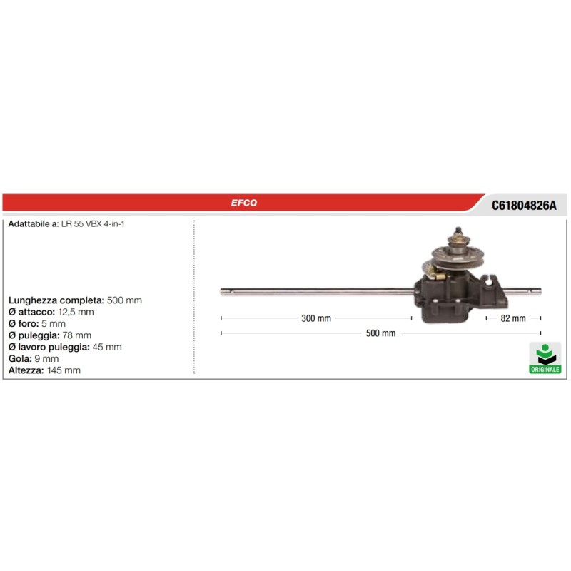 Self-propelled traction drive transmission EFCO lawn mower LR 55 VBX series 4 in 1