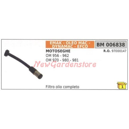 EMAK oil filter tube with suction filter for chainsaw OM 956 962 970 980 006838 | Newgardenstore.eu