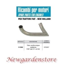 Tubo acqua radiatore 11382 trattore FIAT 311 al 352 compatibile 570357 | Newgardenstore.eu