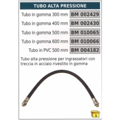 High pressure hose for grease nipples steel track rubber-coated 300 mm