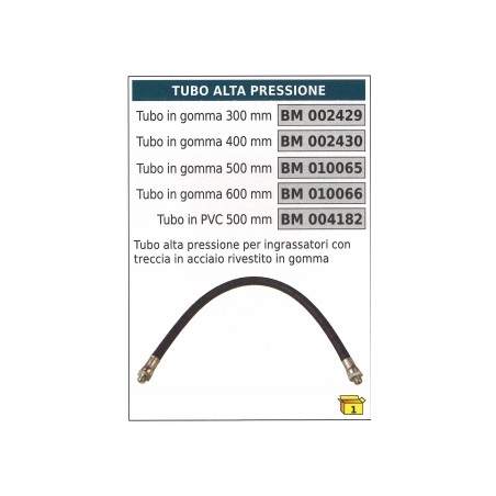 Tubo alta pressione per ingrassatori traccia in acciaio rivestito in gomma 300mm | Newgardenstore.eu