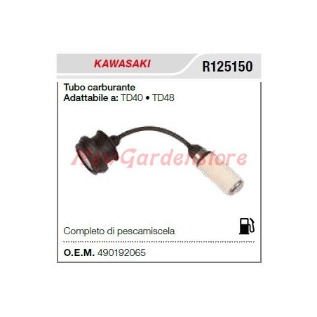Fuel line with scrimmer KAWASAKI brushcutter TD40 TD48 R125150 | Newgardenstore.eu