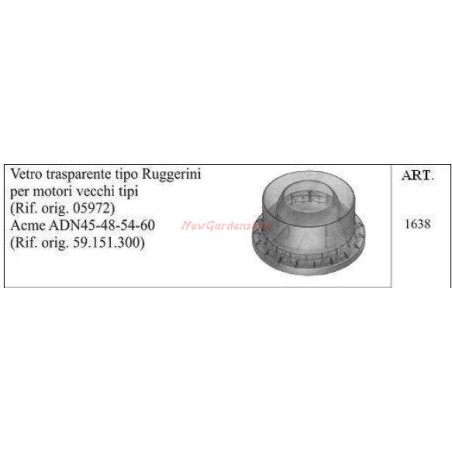 ACME-Klarglas für Gehtraktor ADN45 48 54 60 1638 | Newgardenstore.eu