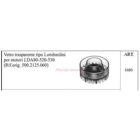 LOMBARDINI verre transparent pour tracteur à pied moteurs LDA80 520 530 1680 | Newgardenstore.eu