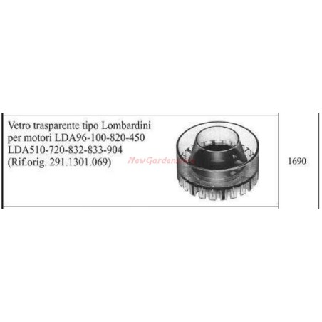 Vetro trasparente LOMBARDINI per motocoltivatore motori LDA96 100 820 1690 | Newgardenstore.eu