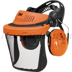 Orange protective visor with ear muffs for work 52471166 | Newgardenstore.eu