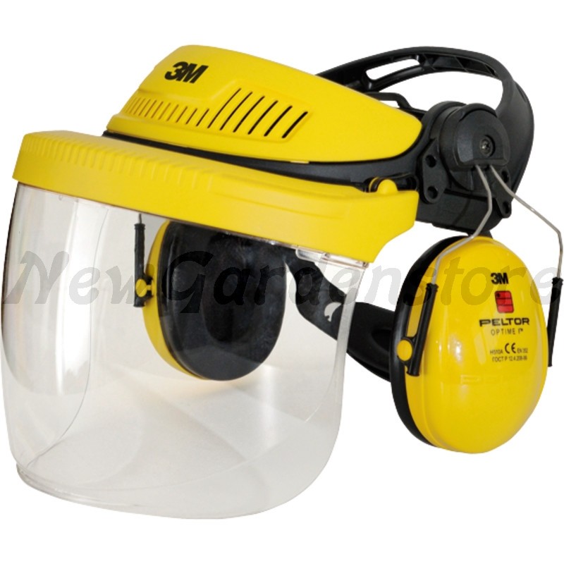 Yellow protective visor with ear muffs for work 52471167