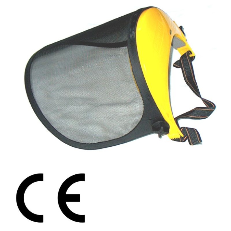 Protective raised wire mesh visor conforming to CE standard EN 1731