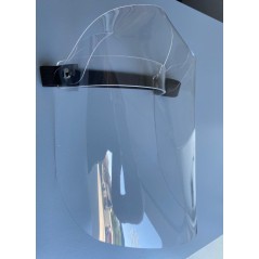 Visiera protettiva trasparente antispruzzo in policarbonato orientabile elastico