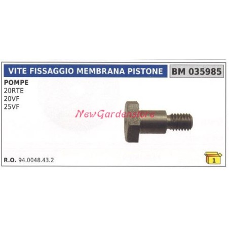 Vite fissaggio membrana pistone UNIVERSALE pompa Bertolini 20RTE 20VF 035985 | Newgardenstore.eu