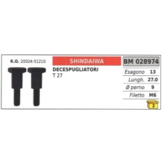 Clutch screw SHINDAIWA brushcutter T27 20024-51210 hexagon 13mm Ø stud 9mm | Newgardenstore.eu