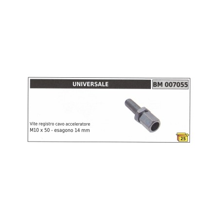 Accelerator cable adjuster screw UNIVERSAL M10 x 50 mm hexagon 14 mm code 007055 | Newgardenstore.eu