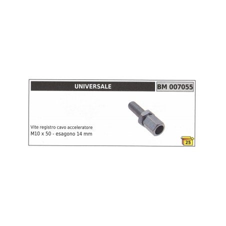 Tornillo de ajuste del cable del acelerador UNIVERSAL M10 x 50 mm hexagonal 14 mm código 007055 | Newgardenstore.eu