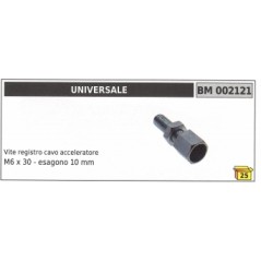 Accelerator cable adjuster screw UNIVERSAL M6 x 30mm hexagon 10 mm code 002121 | Newgardenstore.eu