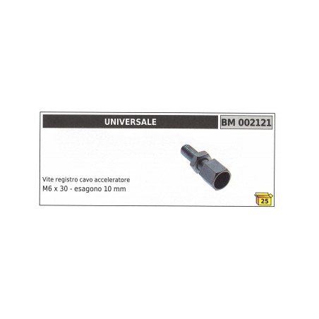 Accelerator cable adjuster screw UNIVERSAL M6 x 30mm hexagon 10 mm code 002121 | Newgardenstore.eu