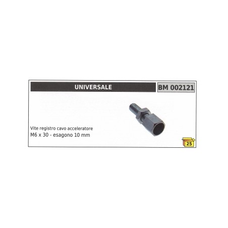 Vis de réglage du câble d'accélérateur UNIVERSAL M6 x 30mm hexagone 10 mm code 002121 | Newgardenstore.eu