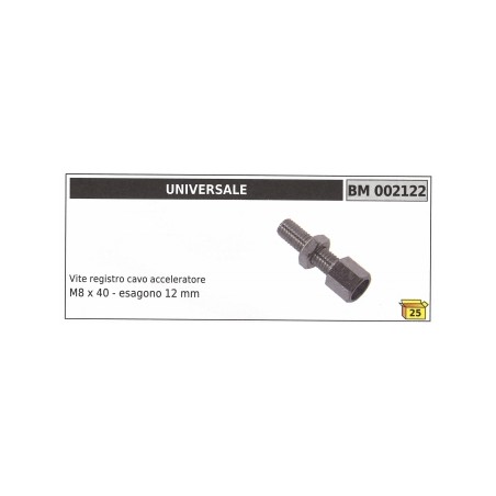 Tornillo de ajuste del cable del acelerador UNIVERSAL M8 x 40 mm hexagonal 12 mm código 002122 | Newgardenstore.eu