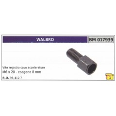 Vite registro cavo acceleratore WALBRO M6 x 20 mm esagono 8 mm 96-412-7 | Newgardenstore.eu