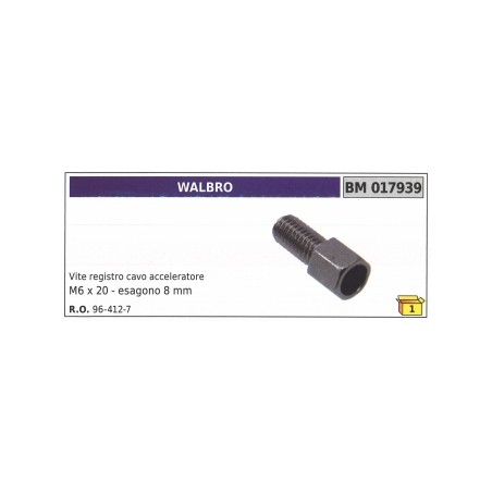 Tornillo de ajuste del cable del acelerador WALBRO M6 x 20 mm hexagonal 8 mm 96-412-7 | Newgardenstore.eu