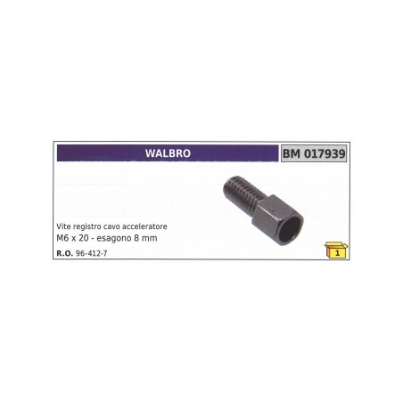Vite registro cavo acceleratore WALBRO M6 x 20 mm esagono 8 mm 96-412-7 | Newgardenstore.eu