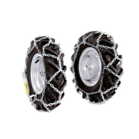 Pair of snow chains for 4.00-8 wheels of the NIBBI BRIK 1 - BRIK 1S tiller | Newgardenstore.eu