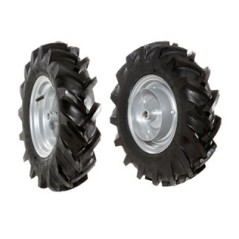Pair of 4.00-8 tyred wheels with fixed disc for walking tractor NIBBI BRIK 1 BRIK 3 | Newgardenstore.eu